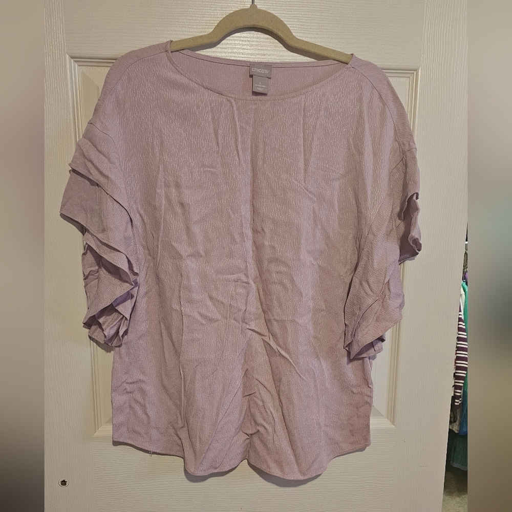 Women's Lavender Ruffle Sleeve Top Sz  M
